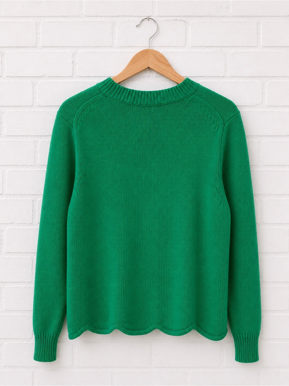 J.Crew Factory Scalloped Hem Sweater NWT Bright Green Size Large - Picture 3 of 5